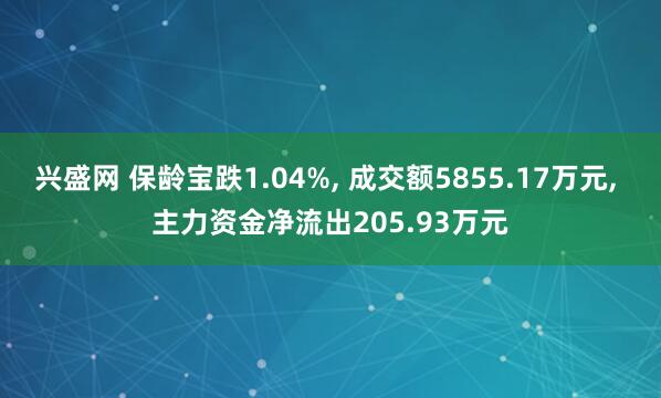兴盛网 保龄宝跌1.04%, 成交额5855.17万元, 主力资金净流出205.93万元